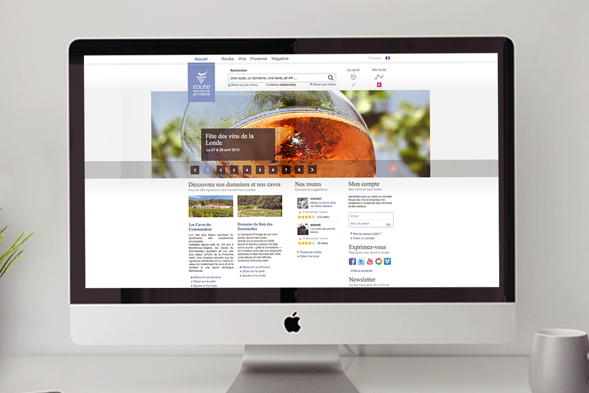 Site Internet de la Route des vins de Provence